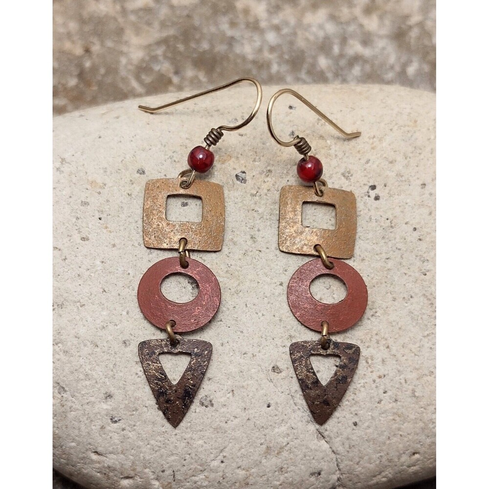 Adajio Handmade Gemstone Enamel Dangle GF Gold Filled Earrings